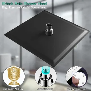 RFWR® Regendouchekop 12 inch Vierkant Zwart