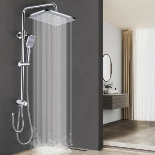 RFWR® Regendoucheset 30 x 20 cm vierkant met handdouche - chroom