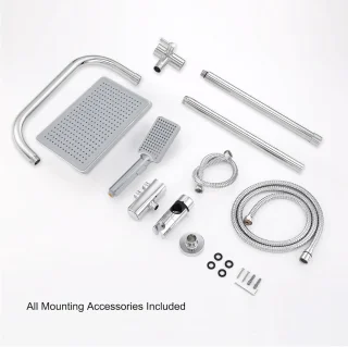RFWR® Regendoucheset 30 x 20 cm vierkant met handdouche - chroom