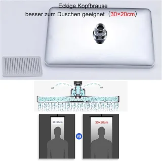 RFWR® Regendoucheset 30 x 20 cm vierkant met handdouche - chroom