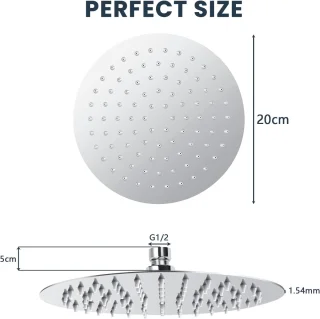 RFWR® Ronde Regendouchekop 20 cm RVS