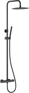 Ribbd Thermostatische Regendoucheset Mat Zwart Opbouw
