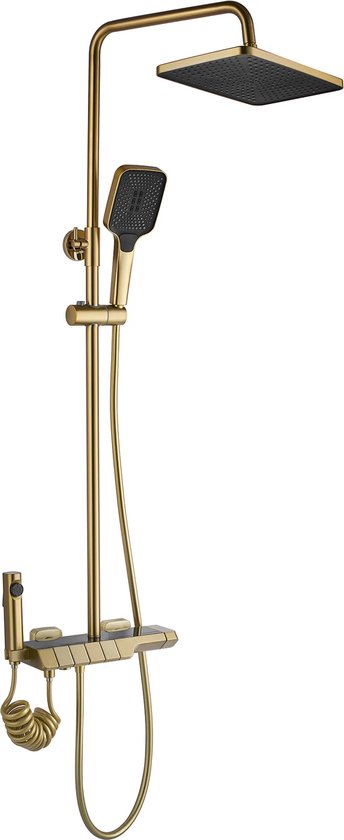 Robany Antikalk Regendouche 20x30 cm Geborsteld Goud - Opbouw Doucheset