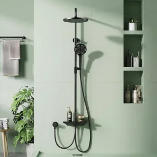 Roestvrijstalen douchesysteem met regendouche, handdouche en bidet