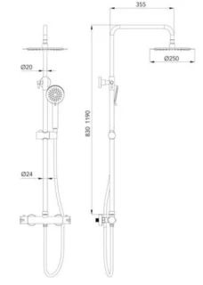 Rondo regendoucheset mat goud 25 cm