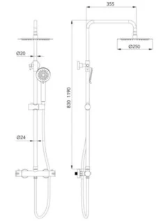 Rondo Regendoucheset Mat Zwart 25 cm