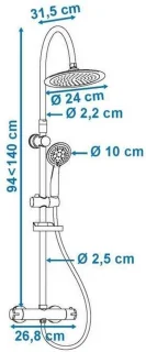 ROUSSEAU Suhali 2 Douchekolom thermostatisch