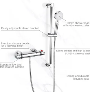 ROWINNAO Thermostatische wandmengkraan doucheset