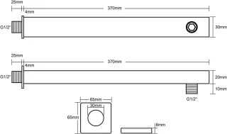 RVS Douchearm Wandarm 37 cm Zwart