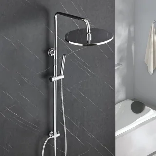 Rvs doucheset zonder mengkraan met regendouche en handdouche, chroom