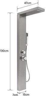RVS thermostatische douchekolom 15 x 47 x 130 cm