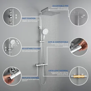 RVS Thermostatische Douchekolom Doucheset