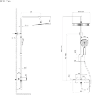 RVS Thermostatische Douchekolom Doucheset
