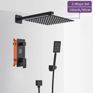 SaniSupreme Doucheset New York Premium LCD 40cm zwart inbouw