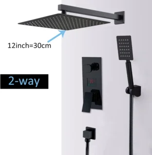 SaniSupreme Doucheset New York Premium LCD 40cm zwart inbouw