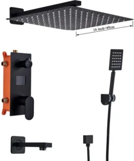 SaniSupreme Doucheset New York Premium LCD 40cm zwart inbouw