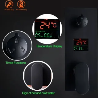 SaniSupreme Doucheset New York Premium LCD 40cm zwart inbouw