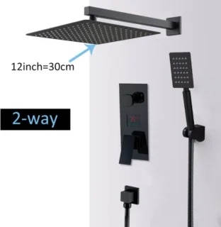 SaniSupreme Doucheset New York Premium LCD 40cm zwart inbouw