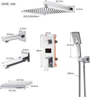 SaniSupreme Manhattan Premium de Luxe Doucheset LCD 12 inch vierkant chroom inbouw