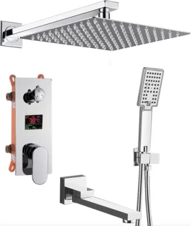 SaniSupreme Manhattan Premium de Luxe Doucheset LCD 12 inch vierkant chroom inbouw