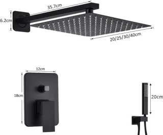 Sanisupreme Milano Premium Inbouw Doucheset Mat Zwart Vierkant