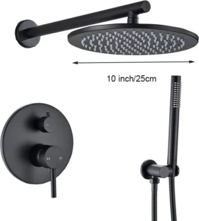 SaniSupreme Monaco 12 inch regendouche 2-weg zwart inbouw