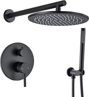 SaniSupreme Monaco 12 inch regendouche 2-weg zwart inbouw