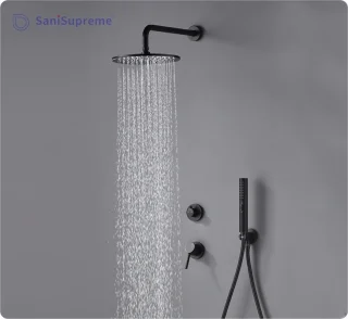 SaniSupreme Montana 20cm regendouche 2-weg zwart inbouw