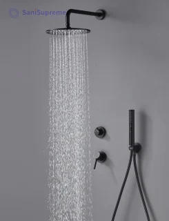 SaniSupreme Montana 20cm regendouche 2-weg zwart inbouw