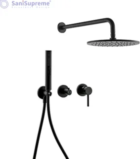 SaniSupreme Montana 20cm regendouche 2-weg zwart inbouw
