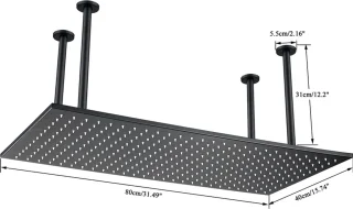 SaniSupreme Plafond Regendouche Plateau 40x80 cm Mat Zwart