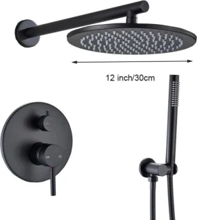 SaniSupreme Sacramento 12 inch Regendouche Zwart Inbouw