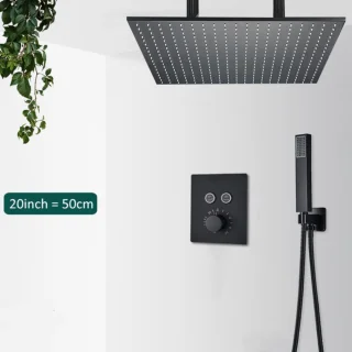 SaniSupreme San Francisco Inbouw Thermostatische Doucheset 60 cm Mat Zwart