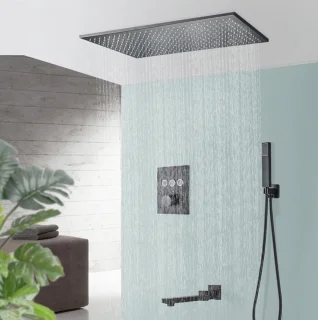 SaniSupreme SmartPulse Monaco Plafond Doucheset 40x80 cm mat zwart
