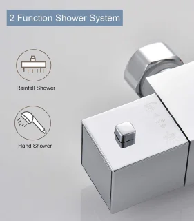 SaniSupreme Vienna Thermostatische Doucheset 8 Inch Chroom Vierkant