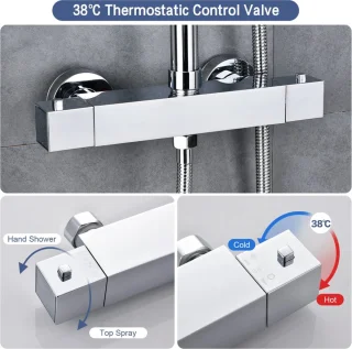 SaniSupreme Vienna Thermostatische Doucheset 8 Inch Chroom Vierkant
