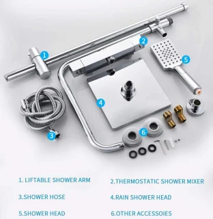 SaniSupreme Vienna Thermostatische Doucheset 8 Inch Chroom Vierkant