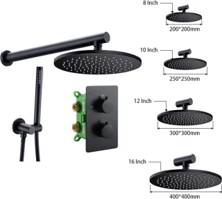 SaniSupreme Washington Premium 12 inch inbouw doucheset mat zwart