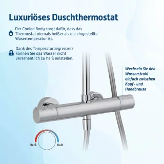 Saqu Dream Regendouche Rond 25cm Chroom Thermostaatkraan