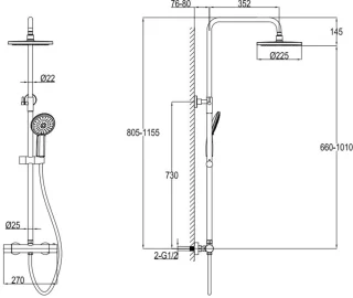 Saqu Eurotrend 225 regendoucheset