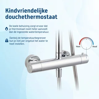 Saqu Eurotrend Regendouche Ø 22.5cm met Thermostaatkraan Chroom Rond