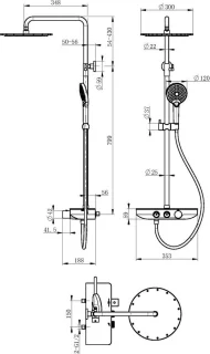 Saqu Total Control Regendouche 30cm met Thermostaatkraan en Planchet Chroom