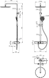 Saqu Total Control Regendouche 30cm met Thermostaatkraan en Planchet Chroom