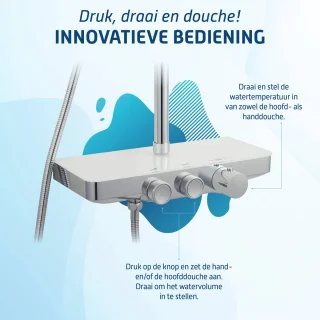 Saqu Total Control Regendouche 30cm met Thermostaatkraan en Planchet Chroom