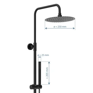 Schütte Aquaduct Hoofddouche Set Mat Zwart