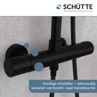 Schütte Aquaduct Hoofddouche Set Mat Zwart