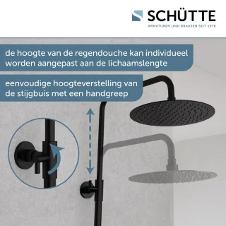 Schütte Aquaduct Hoofddouche Set Mat Zwart