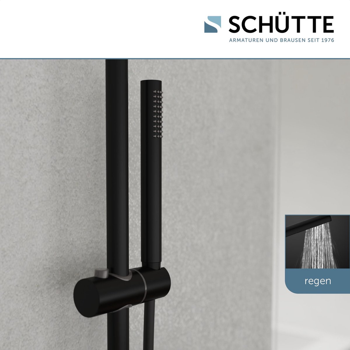 Schütte Aquaduct Hoofddouche Set Mat Zwart