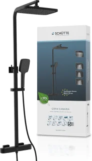 Schütte Gran Canaria regendouche set mat zwart met thermostatische kraan