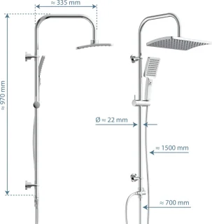 SCHÜTTE Mallorca Regendouchesysteem Chroom 95 cm